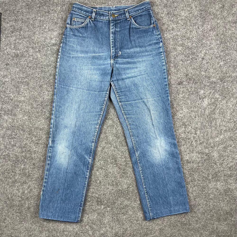 Lee Jeans Womens 15 Med High Rise Straight Leg Medium‎ Wash Western Denim